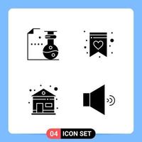 4 Solid Black Icon Pack Glyph Symbols for Mobile Apps isolated on white background 4 Icons Set Creative Black Icon vector background