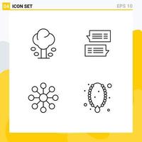 Modern Set of 4 Filledline Flat Colors and symbols such as environment conversations summer bubble server Editable Vector Design Elements