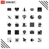 Pixle Perfect Set of 25 Solid Icons Glyph Icon Set for Webite Designing and Mobile Applications Interface Creative Black Icon vector background