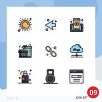 Modern Set of 9 Filledline Flat Colors and symbols such as web link link mobile hyperlink box Editable Vector Design Elements