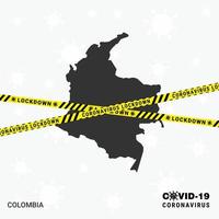 plantilla de bloqueo del mapa del país de colombia para la pandemia de coronavirus para detener la transmisión del virus plantilla de concientización covid 19 vector