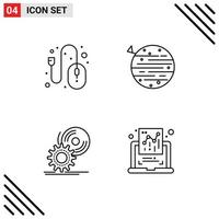 Modern Set of 4 Filledline Flat Colors Pictograph of computer cd control space install Editable Vector Design Elements