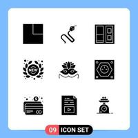 9 Solid Black Icon Pack Glyph Symbols for Mobile Apps isolated on white background 9 Icons Set Creative Black Icon vector background