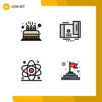 Modern Set of 4 Filledline Flat Colors Pictograph of party atom cute coupon health Editable Vector Design Elements