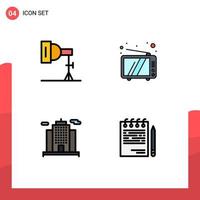 4 Creative Icons Modern Signs and Symbols of light building studio tv business Editable Vector Design Elements