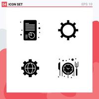 Universal Icon Symbols Group of 4 Modern Solid Glyphs of growth food strategic gear fast delivery Editable Vector Design Elements