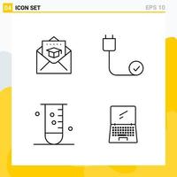 Collection of 4 Universal Line Icons Icon Set for Web and Mobile Creative Black Icon vector background