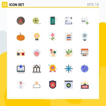 Mobile Interface Flat Color Set of 25 Pictograms of robot medical reel future smartphone Editable Vector Design Elements