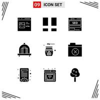 9 Creative Icons Modern Signs and Symbols of beauty baggage photo tech hosting Editable Vector Design Elements