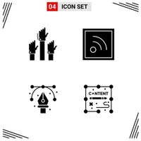 4 Icons Solid Style Grid Based Creative Glyph Symbols for Website Design Simple Solid Icon Signs Isolated on White Background 4 Icon Set Creative Black Icon vector background