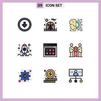 paquete de iconos vectoriales de stock de 9 signos y símbolos de línea para el desarrollo web codificación cerebral pensando en elementos de diseño vectorial editables vector