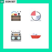 Pack of 4 Modern Flat Icons Signs and Symbols for Web Print Media such as agriculture audio farming statistics sound Editable Vector Design Elements