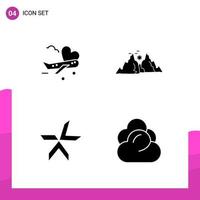 Glyph Icon set Pack of 4 Solid Icons isolated on White Background for responsive Website Design Print and Mobile Applications Creative Black Icon vector background