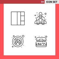 4 Icon Pack Line Style Outline Symbols on White Background Simple Signs for general designing Creative Black Icon vector background