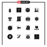 Modern Set of 16 Solid Glyphs Pictograph of culture architecture deadline ghost moon Editable Vector Design Elements