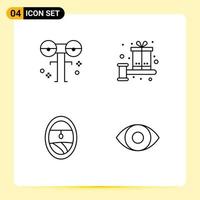 4 Thematic Vector Filledline Flat Colors and Editable Symbols of big bonus monster box porthole Editable Vector Design Elements