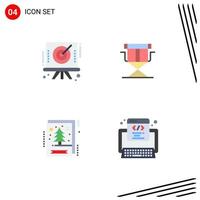 Stock Vector Icon Pack of 4 Line Signs and Symbols for arrow christmas target directors xmas Editable Vector Design Elements