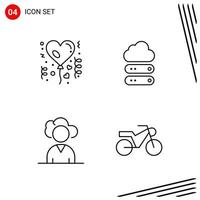 Collection of 4 Vector Icons in Line style Pixle Perfect Outline Symbols for Web and Mobile Line Icon Signs on White Background 4 Icons Creative Black Icon vector background