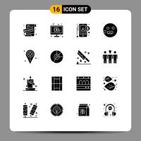 grupo universal de símbolos de iconos de 16 glifos sólidos modernos de emojis hambrientos de contador de la escuela del hospital elementos de diseño de vectores editables