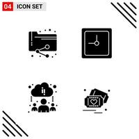 Pixle Perfect Set of 4 Solid Icons Glyph Icon Set for Webite Designing and Mobile Applications Interface Creative Black Icon vector background