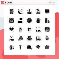 Mobile Interface Solid Glyph Set of 25 Pictograms of lobbying domination romantic despotism salon Editable Vector Design Elements