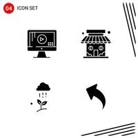 Collection of 4 Vector Icons in solid style Pixle Perfect Glyph Symbols for Web and Mobile Solid Icon Signs on White Background 4 Icons Creative Black Icon vector background