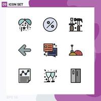 Pictogram Set of 9 Simple Filledline Flat Colors of shovel office tools dialog point back Editable Vector Design Elements