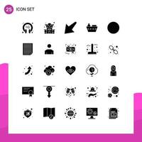 Modern Set of 25 Solid Glyphs Pictograph of data signal down connection sea Editable Vector Design Elements