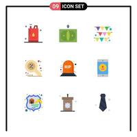 Flat Color Pack of 9 Universal Symbols of rip search money magnifier discount Editable Vector Design Elements