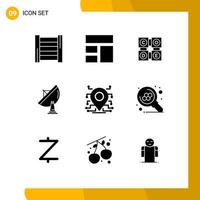 9 Creative Icons Modern Signs and Symbols of processor dish learning space antenna Editable Vector Design Elements