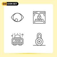 4 Creative Icons Modern Signs and Symbols of eye new year vision lock lock Editable Vector Design Elements