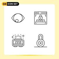 4 Creative Icons Modern Signs and Symbols of eye new year vision lock lock Editable Vector Design Elements