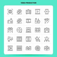 OutLine 25 Video Production Icon set Vector Line Style Design Black Icons Set Linear pictogram pack Web and Mobile Business ideas design Vector Illustration