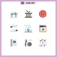 Stock Vector Icon Pack of 9 Line Signs and Symbols for direct buzz instrument power electronics Editable Vector Design Elements