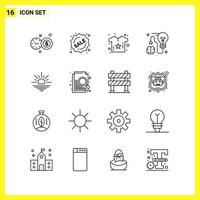 16 Icon Set Simple Line Symbols Outline Sign on White Background for Website Design Mobile Applications and Print Media Creative Black Icon vector background