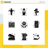 colección de 9 iconos sólidos universales conjunto de iconos para web y móvil fondo de vector de icono negro creativo