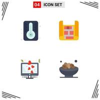 Pack of 4 creative Flat Icons of degree love map display bowl Editable Vector Design Elements