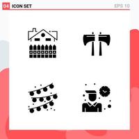 Collection of 4 Vector Icons in solid style Modern Glyph Symbols for Web and Mobile Solid Icon Sign Isolated on White Background 4 Icons Creative Black Icon vector background