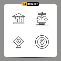 Group of 4 Modern Filledline Flat Colors Set for bank festival algorithm diagram award Editable Vector Design Elements