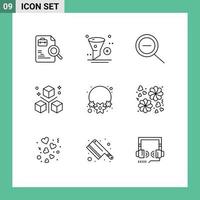 Set of 9 Vector Outlines on Grid for necklace programing filter objects design Editable Vector Design Elements