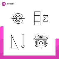 Outline Icon set Pack of 4 Line Icons isolated on White Background for responsive Website Design Print and Mobile Applications Creative Black Icon vector background