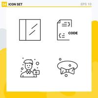 Universal Icon Symbols Group of 4 Modern Filledline Flat Colors of cocaine man coding document portrait Editable Vector Design Elements