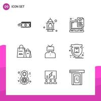 Outline Icon set Pack of 9 Line Icons isolated on White Background for responsive Website Design Print and Mobile Applications Creative Black Icon vector background