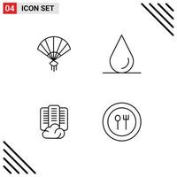 4 iconos creativos signos y símbolos modernos del servidor de ventiladores elementos de diseño vectorial editables de la bifurcación de la nube china vector