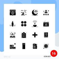 16 concepto de glifo sólido para sitios web móviles y aplicaciones clasificación persona plantas empleado cresent elementos de diseño vectorial editables vector