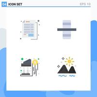 Set of 4 Vector Flat Icons on Grid for accounting dollar banking gear money Editable Vector Design Elements