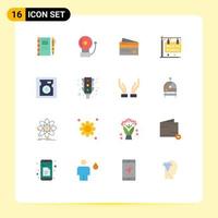 Pictogram Set of 16 Simple Flat Colors of education shopping creditcard money credit Editable Pack of Creative Vector Design Elements