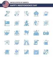 Group of 25 Blues Set for Independence day of United States of America such as american united holiday states celebration Editable USA Day Vector Design Elements