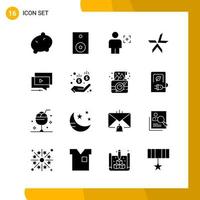 16 Icon Set Solid Style Icon Pack Glyph Symbols isolated on White Backgound for Responsive Website Designing Creative Black Icon vector background