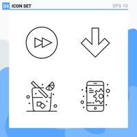 Modern 4 Line style icons Outline Symbols for general use Creative Line Icon Sign Isolated on White Background 4 Icons Pack Creative Black Icon vector background